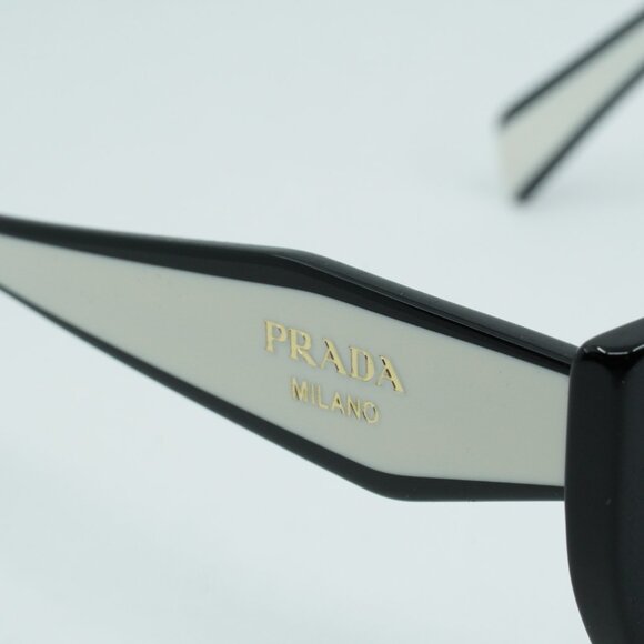 Prada PR14WS 09Q5S0 Sunglasses Black/Talc Cat Eye Frame, Dark Grey Lenses main image 8